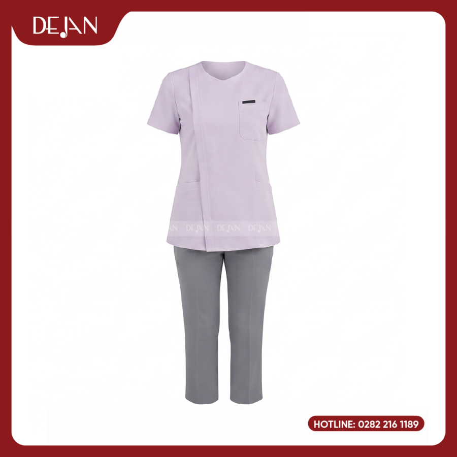 Đồng Phục Hộ Lý DJDPHLBN1010 - Tím Lavender Phối Xám Nhẹ Nhàng