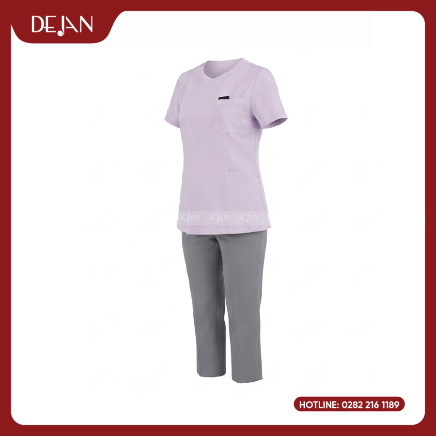 Đồng Phục Hộ Lý DJDPHLBN1010 - Tím Lavender Phối Xám Nhẹ Nhàng