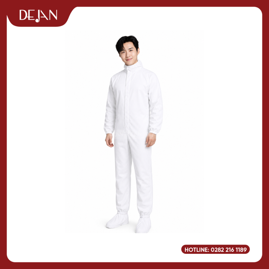 Đồng Phục Phòng Sạch DJDPPS1001 - Trắng Tinh Khiết, Đạt Chuẩn