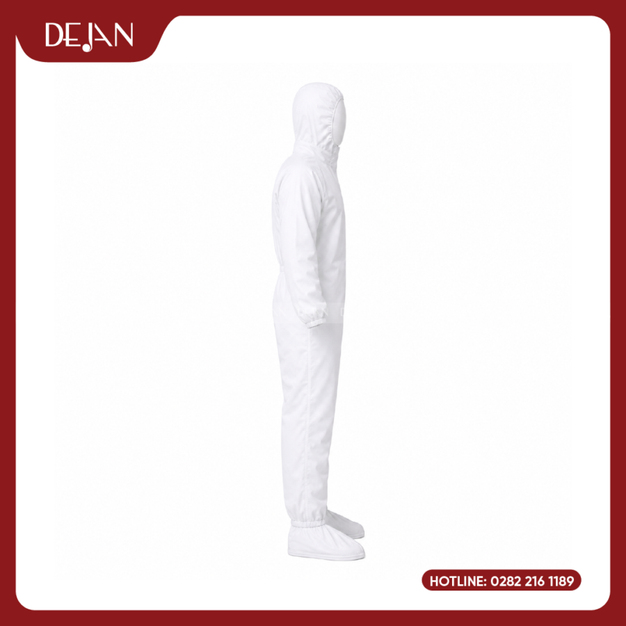 Đồng Phục Phòng Sạch DJDPPS1001 - Trắng Tinh Khiết, Đạt Chuẩn