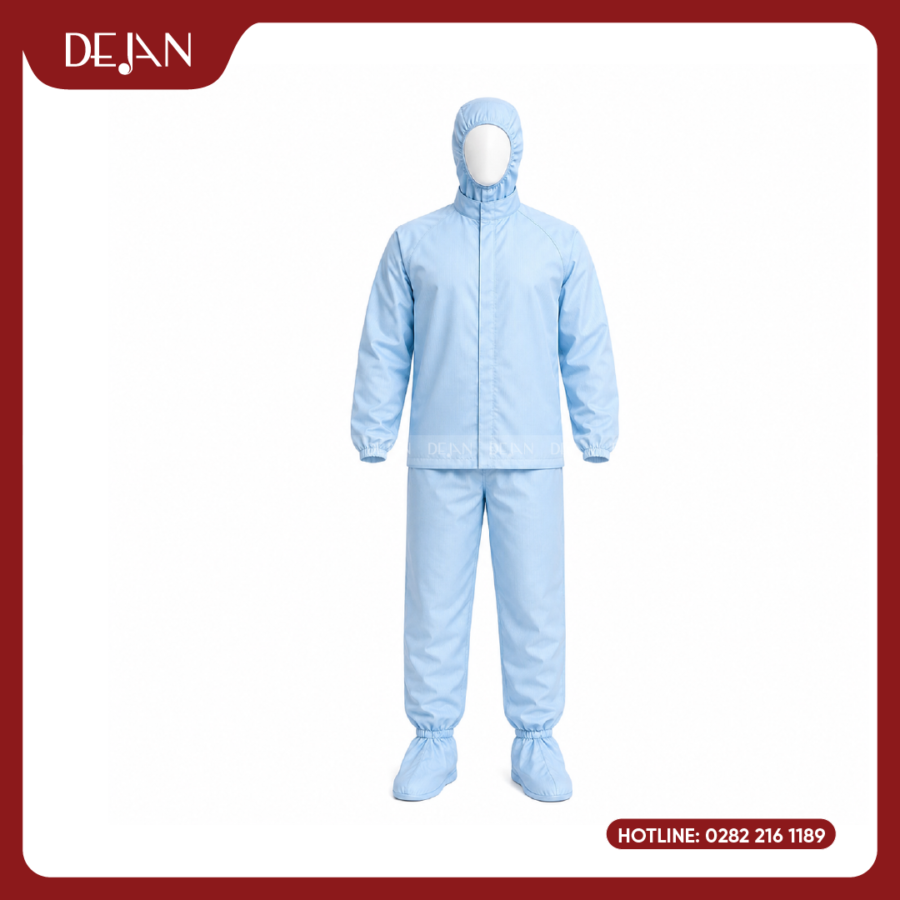 Đồng Phục Phòng Sạch DJDPPS1002 - Xanh Dương Nhạt Dịu Mắt