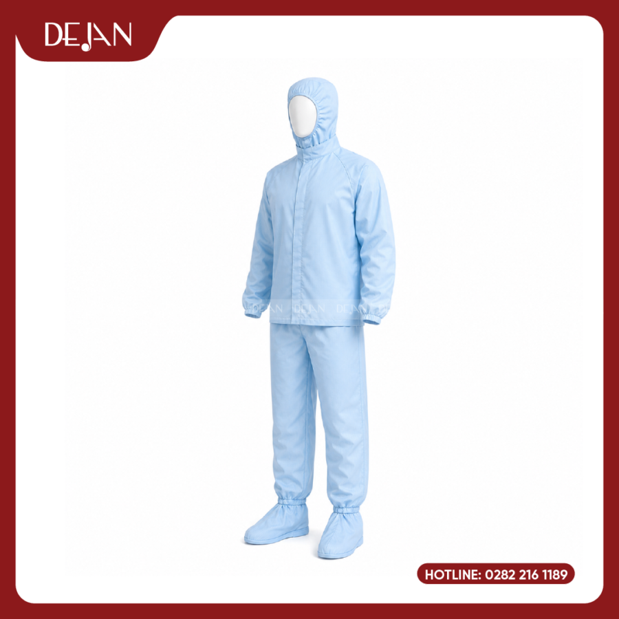 Đồng Phục Phòng Sạch DJDPPS1002 - Xanh Dương Nhạt Dịu Mắt