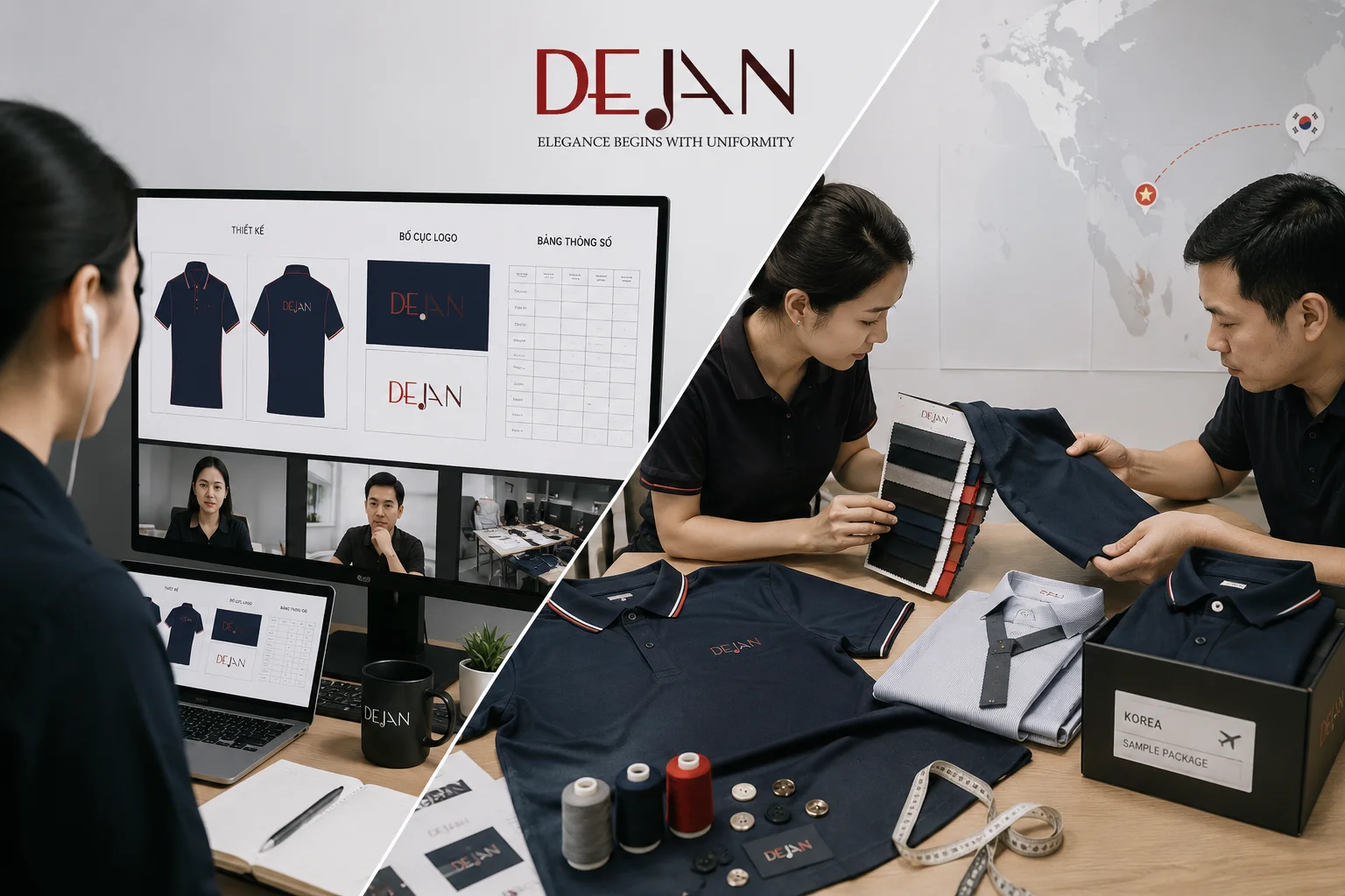 May đồng phục gửi đi Hàn Quốc: Từ thiết kế online đến đóng kiện giao hàng