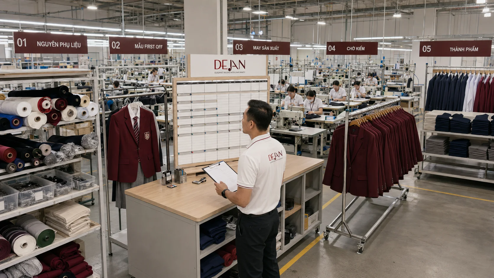 May đồng phục gửi đi Nhật Bản: Đặt hàng từ xa, kiểm soát mẫu và tiến độ