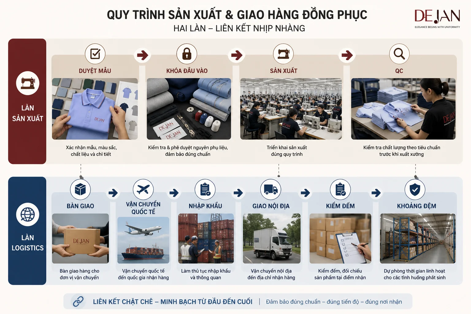 May đồng phục gửi đi Mỹ