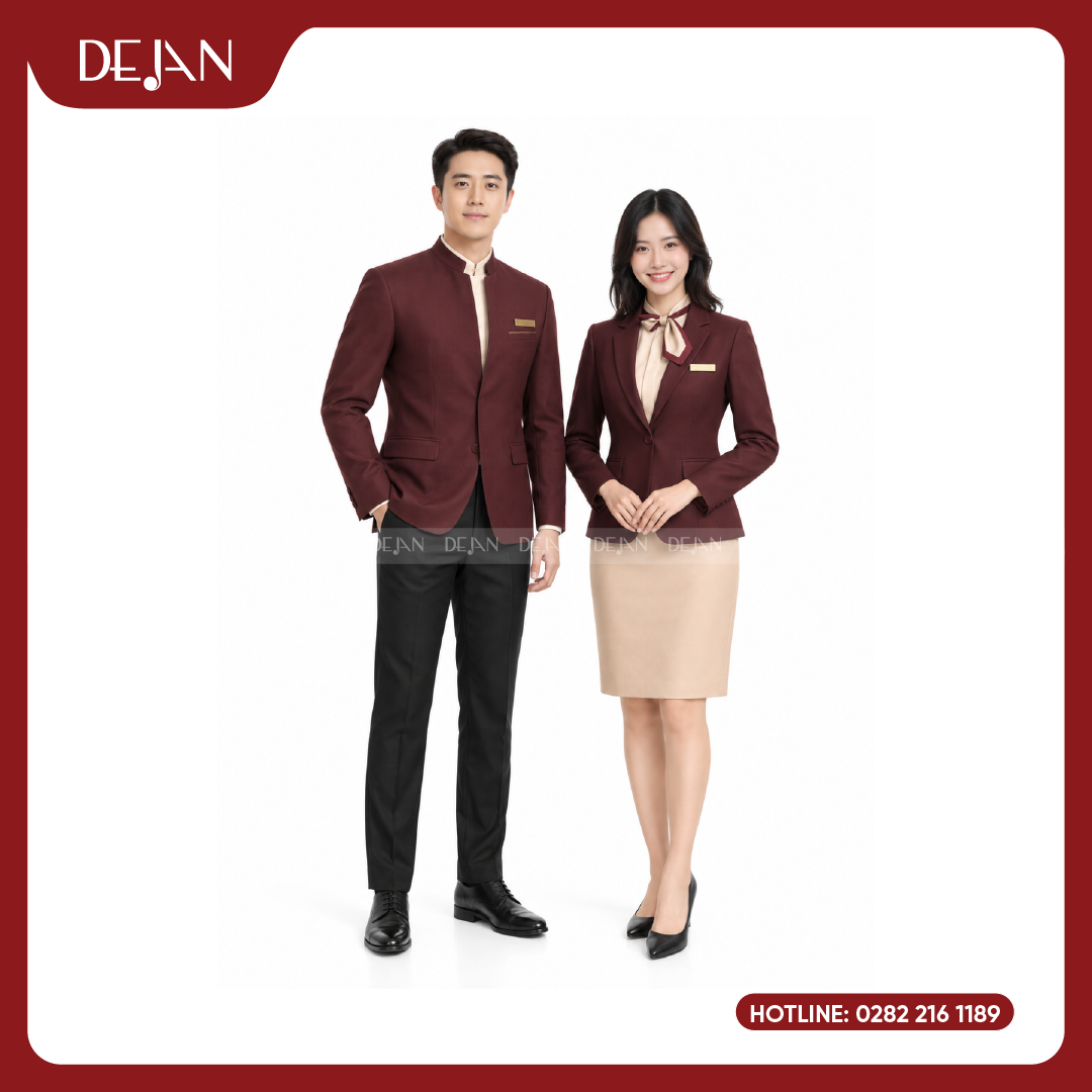 DJDPLTNH1002-dong-phuc-le-tan-nha-hang-01 Đồng Phục Lễ Tân Nhà Hàng DJDPLTNH1002 - Đỏ Đô Quý Phái, Ấm Áp