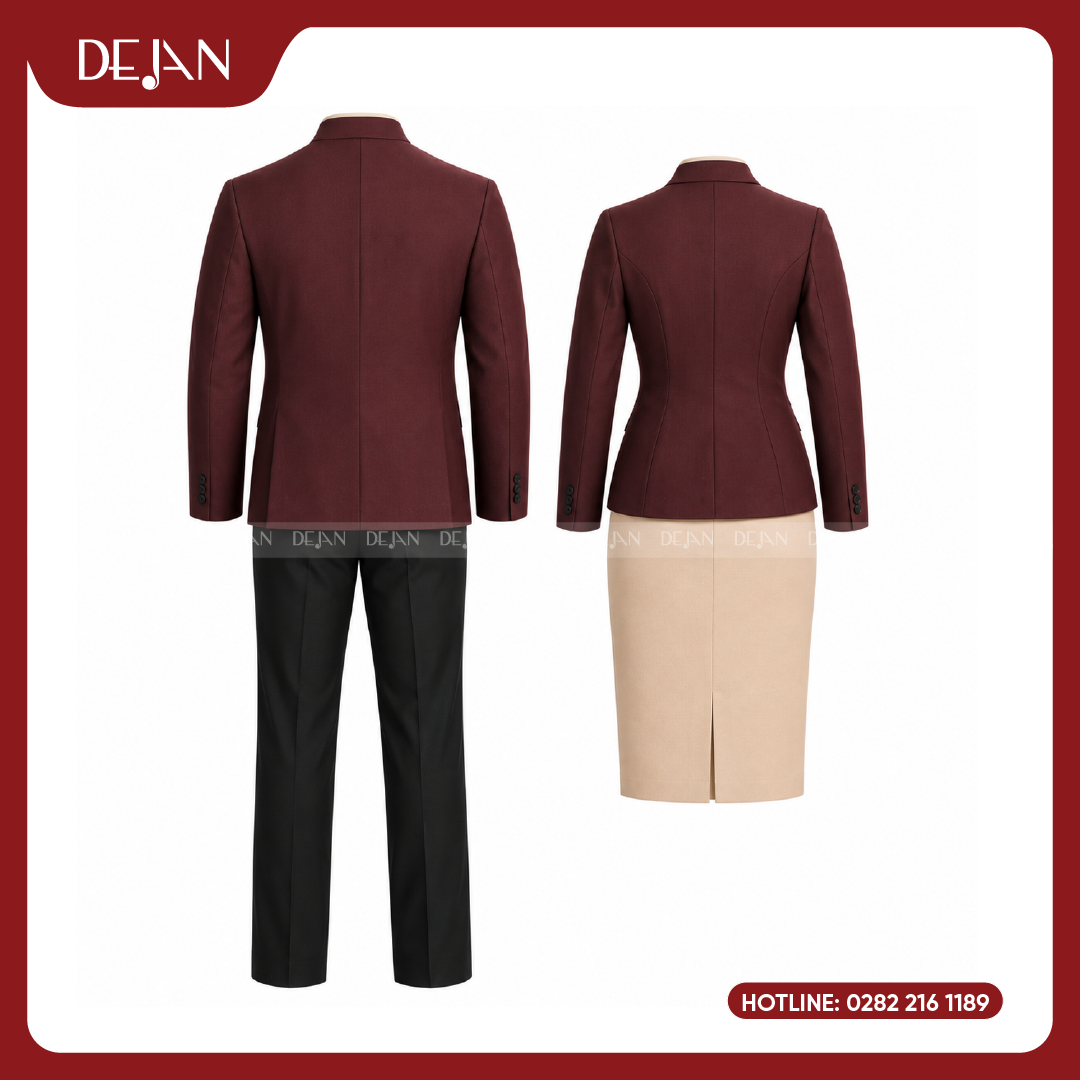 DJDPLTNH1002-dong-phuc-le-tan-nha-hang-03 Đồng Phục Lễ Tân Nhà Hàng DJDPLTNH1002 - Đỏ Đô Quý Phái, Ấm Áp