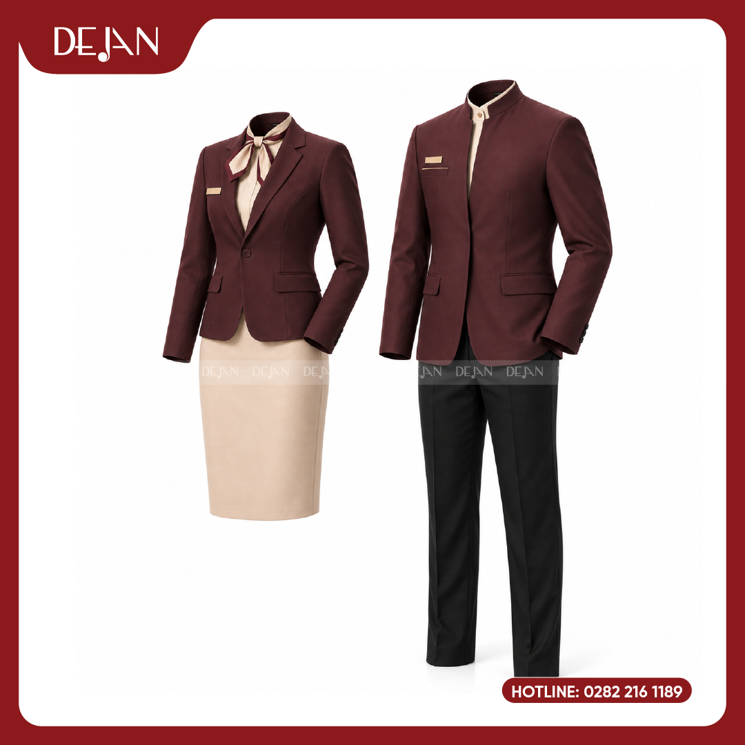 DJDPLTNH1002-dong-phuc-le-tan-nha-hang-05 Đồng Phục Lễ Tân Nhà Hàng DJDPLTNH1002 - Đỏ Đô Quý Phái, Ấm Áp