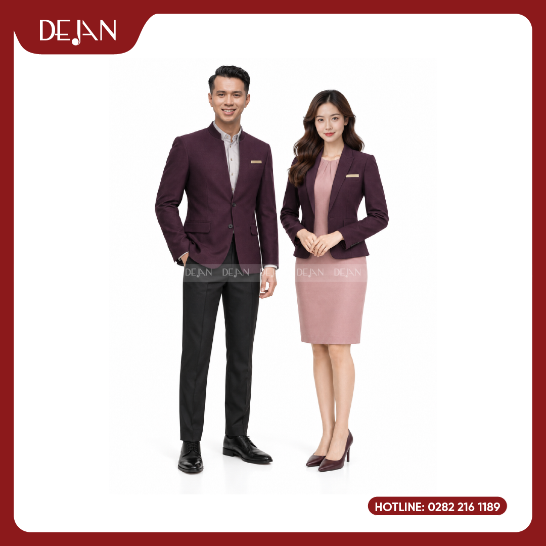 DJDPLTNH1006-dong-phuc-le-tan-nha-hang-01 Đồng Phục Lễ Tân Nhà Hàng DJDPLTNH1006 - Tím Mận Sang Trọng, Nữ Tính