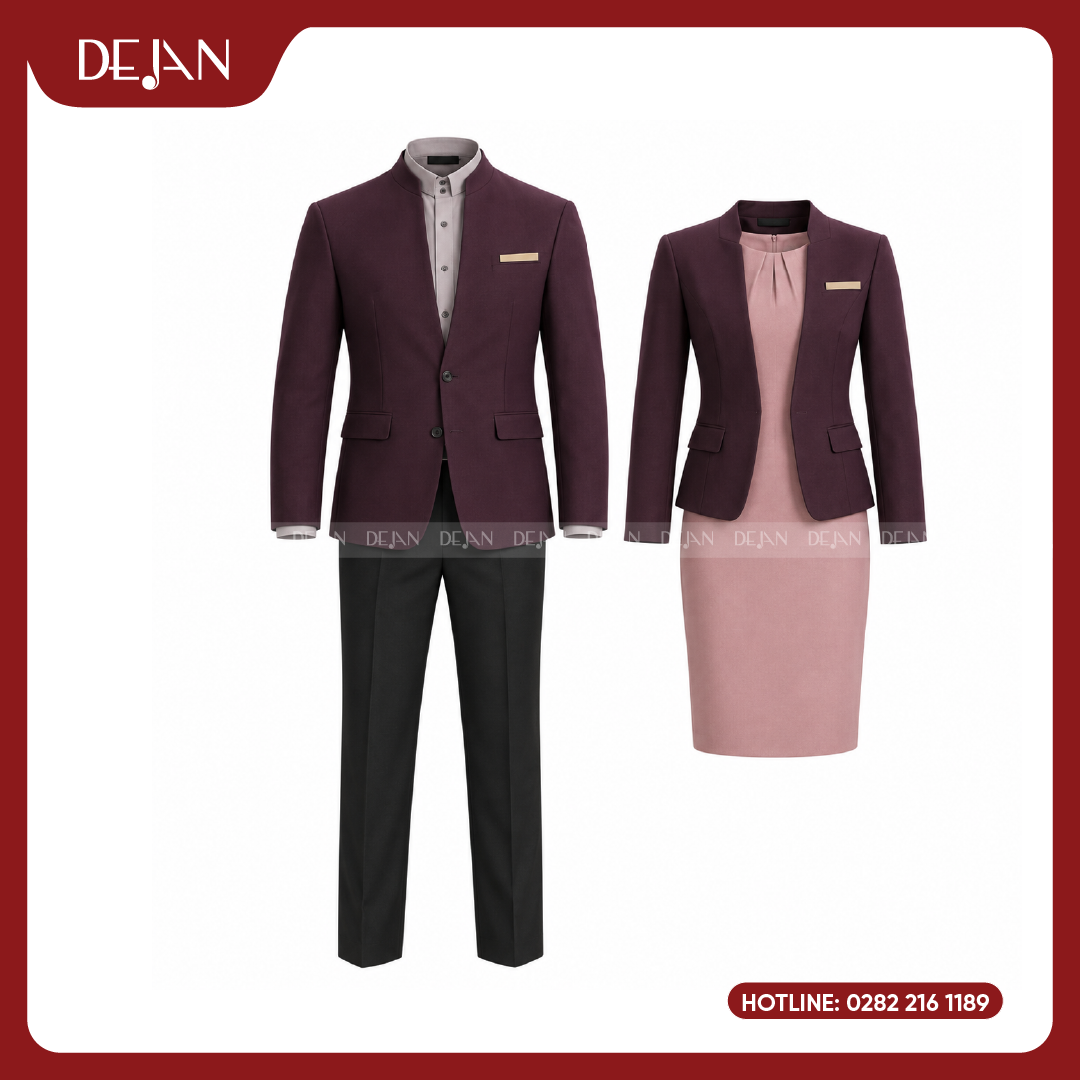 DJDPLTNH1006-dong-phuc-le-tan-nha-hang-01 Đồng Phục Lễ Tân Nhà Hàng DJDPLTNH1006 - Tím Mận Sang Trọng, Nữ Tính