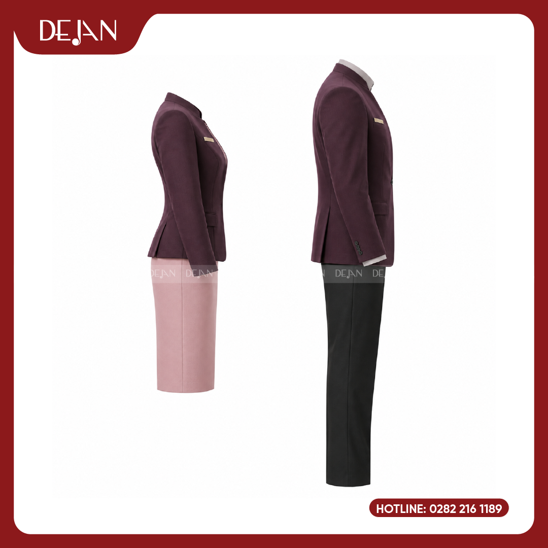 DJDPLTNH1006-dong-phuc-le-tan-nha-hang-03 Đồng Phục Lễ Tân Nhà Hàng DJDPLTNH1006 - Tím Mận Sang Trọng, Nữ Tính