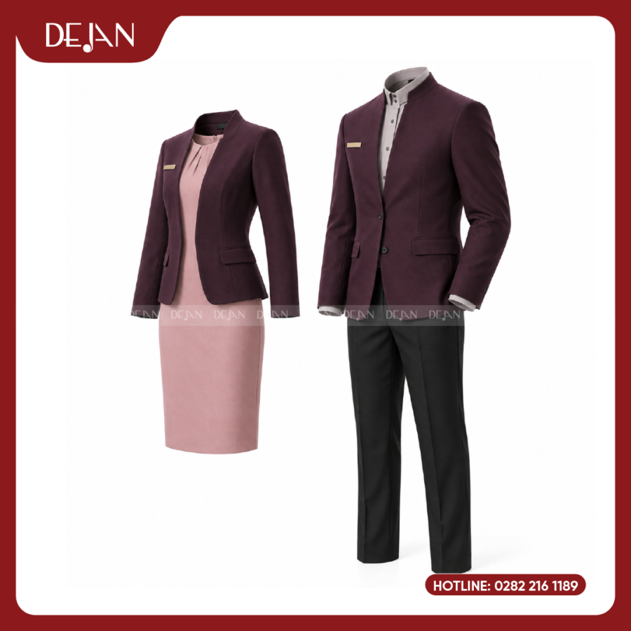 Đồng Phục Lễ Tân Nhà Hàng DJDPLTNH1006 - Tím Mận Sang Trọng, Nữ Tính
