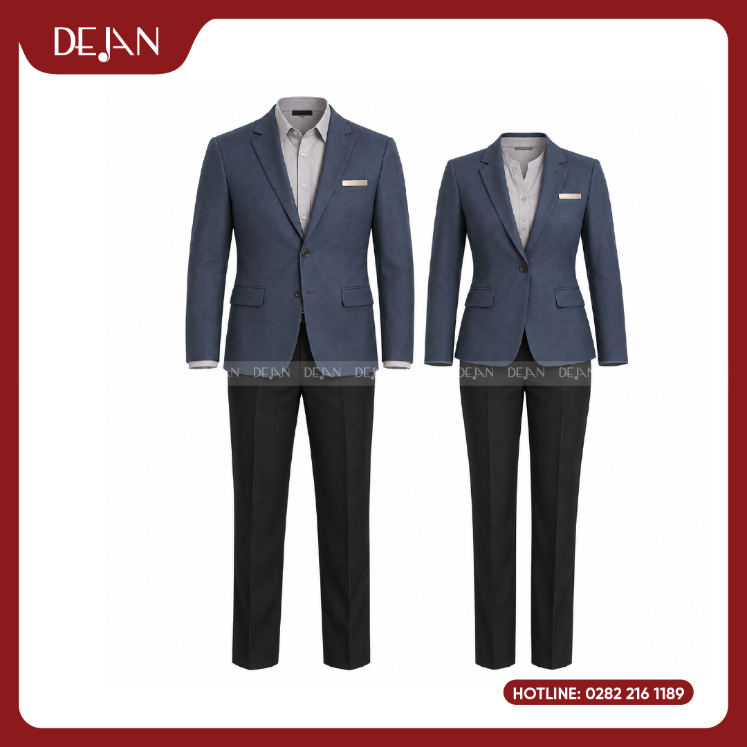 DJDPLTNH1008-dong-phuc-le-tan-nha-hang-02 Đồng Phục Lễ Tân Nhà Hàng DJDPLTNH1008 - Xanh Xám Điềm Đạm, Lịch Lãm