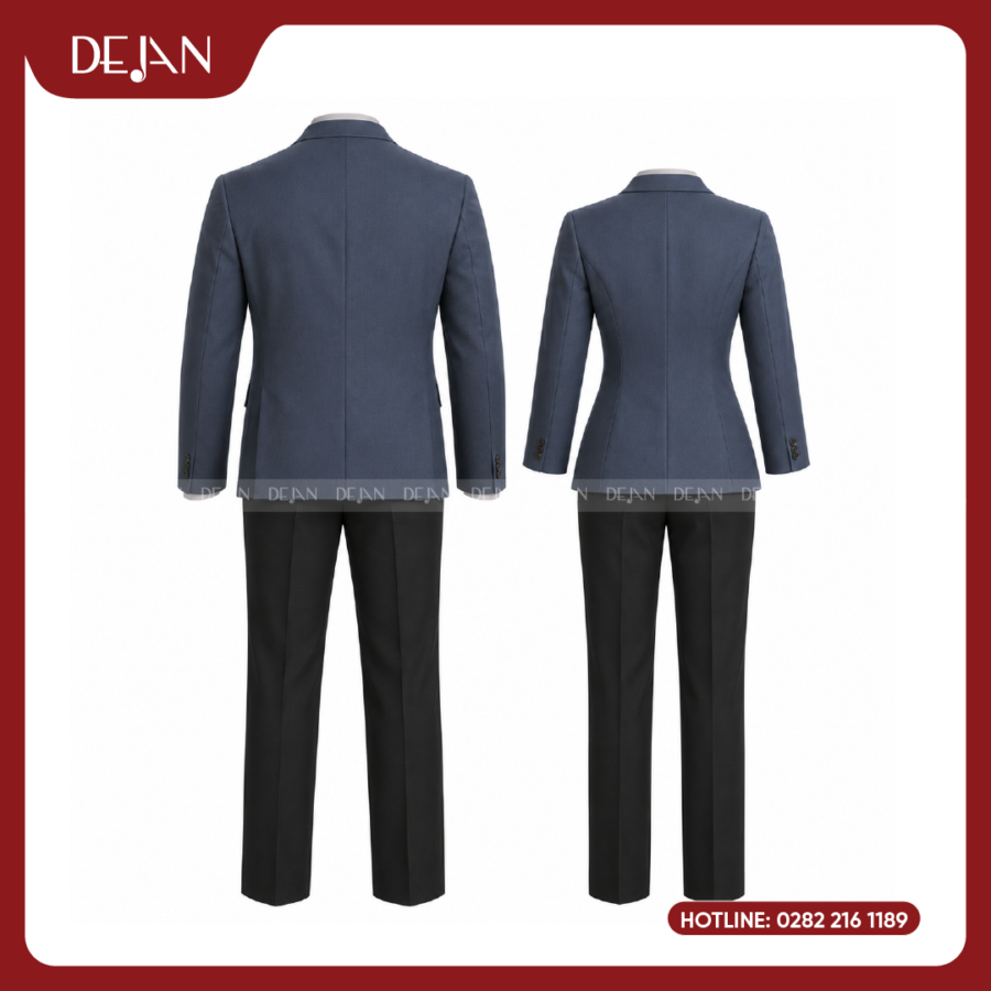 Đồng Phục Lễ Tân Nhà Hàng DJDPLTNH1008 - Xanh Xám Điềm Đạm, Lịch Lãm
