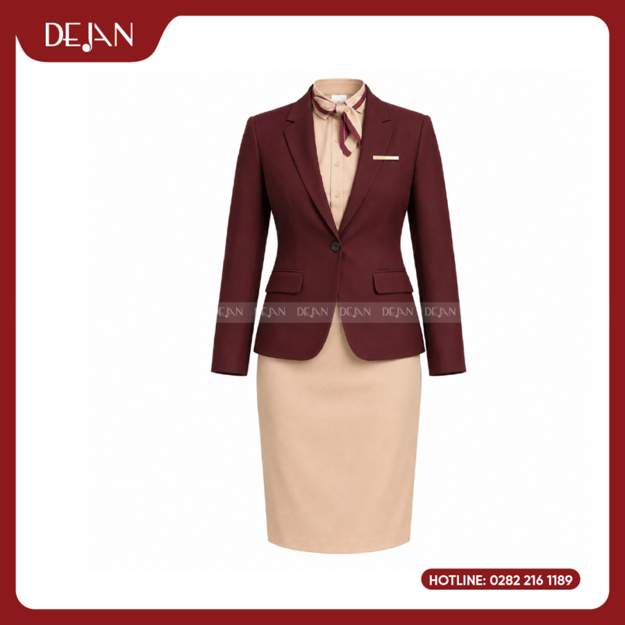 Đồng Phục Quản Lý Nhà Hàng DJDPQLNH1002 - Blazer Đỏ Đô Nữ Thanh Lịch