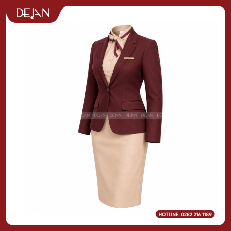 Đồng Phục Quản Lý Nhà Hàng DJDPQLNH1002 - Blazer Đỏ Đô Nữ Thanh Lịch