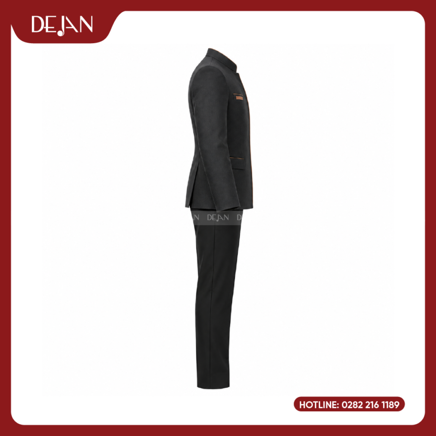 Đồng Phục Quản Lý Nhà Hàng DJDPQLNH1005 - Xám Than Nam Phối Viền Cam Đồng