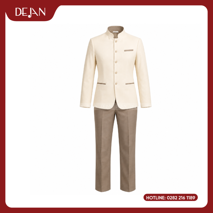 Đồng Phục Quản Lý Nhà Hàng DJDPQLNH1007 - Kem Nam Ấm Áp, Tinh Tế