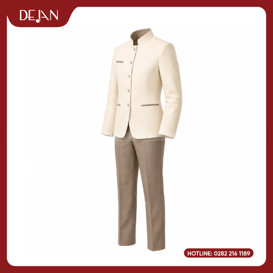 Đồng Phục Quản Lý Nhà Hàng DJDPQLNH1007 - Kem Nam Ấm Áp, Tinh Tế