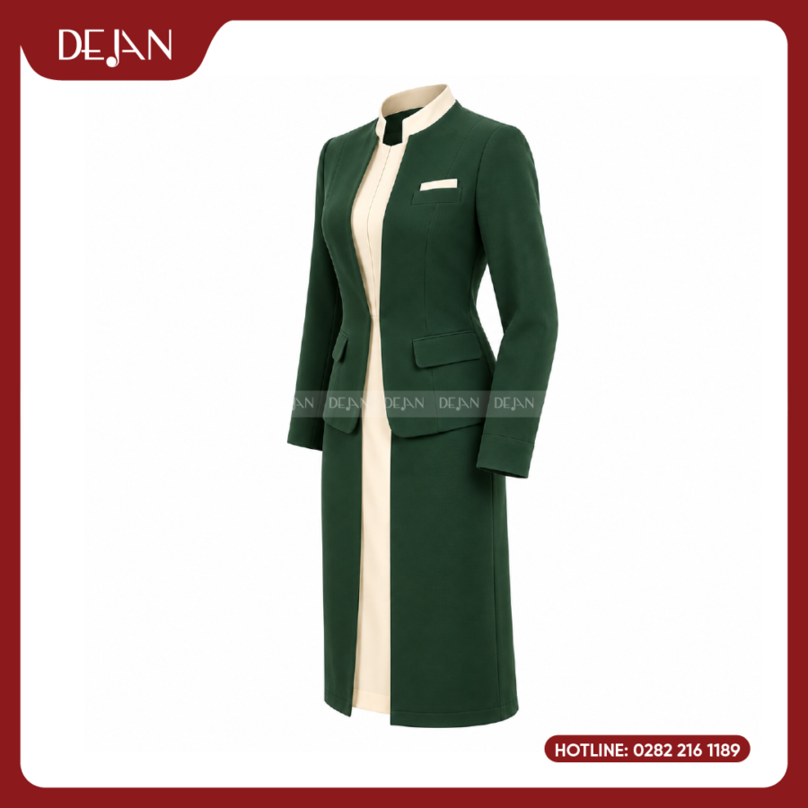 Đồng Phục Quản Lý Nhà Hàng DJDPQLNH1010 - Xanh Lá Đậm Nữ Sang Trọng