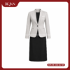 Đồng Phục Quản Lý Nhà Hàng DJDPQLNH1012 - Blazer Kem Nữ Phối Đầm Đen Sang Trọng