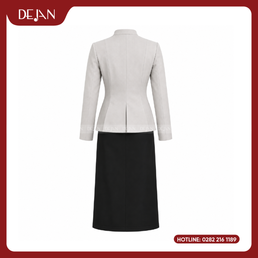Đồng Phục Quản Lý Nhà Hàng DJDPQLNH1012 - Blazer Kem Nữ Phối Đầm Đen Sang Trọng