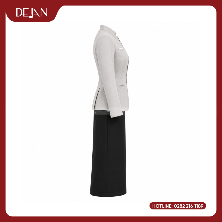 Đồng Phục Quản Lý Nhà Hàng DJDPQLNH1012 - Blazer Kem Nữ Phối Đầm Đen Sang Trọng