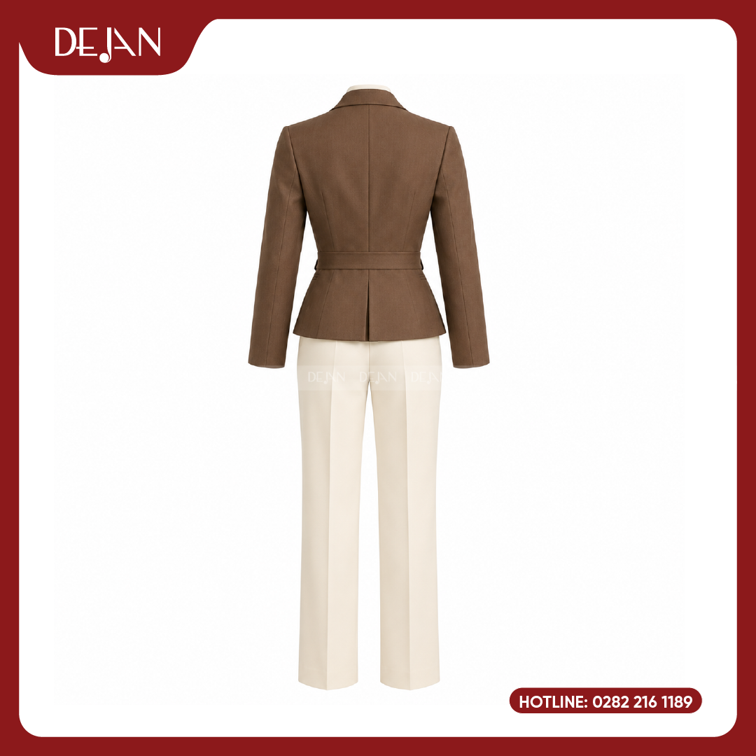 DJDPQLNH1014-dong-phuc-quan-ly-nha-hang-03 Đồng Phục Quản Lý Nhà Hàng DJDPQLNH1014 - Blazer Nâu Nữ Wrap Sang Trọng