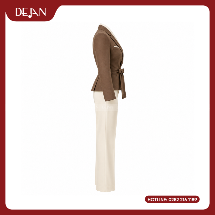 Đồng Phục Quản Lý Nhà Hàng DJDPQLNH1014 - Blazer Nâu Nữ Wrap Sang Trọng