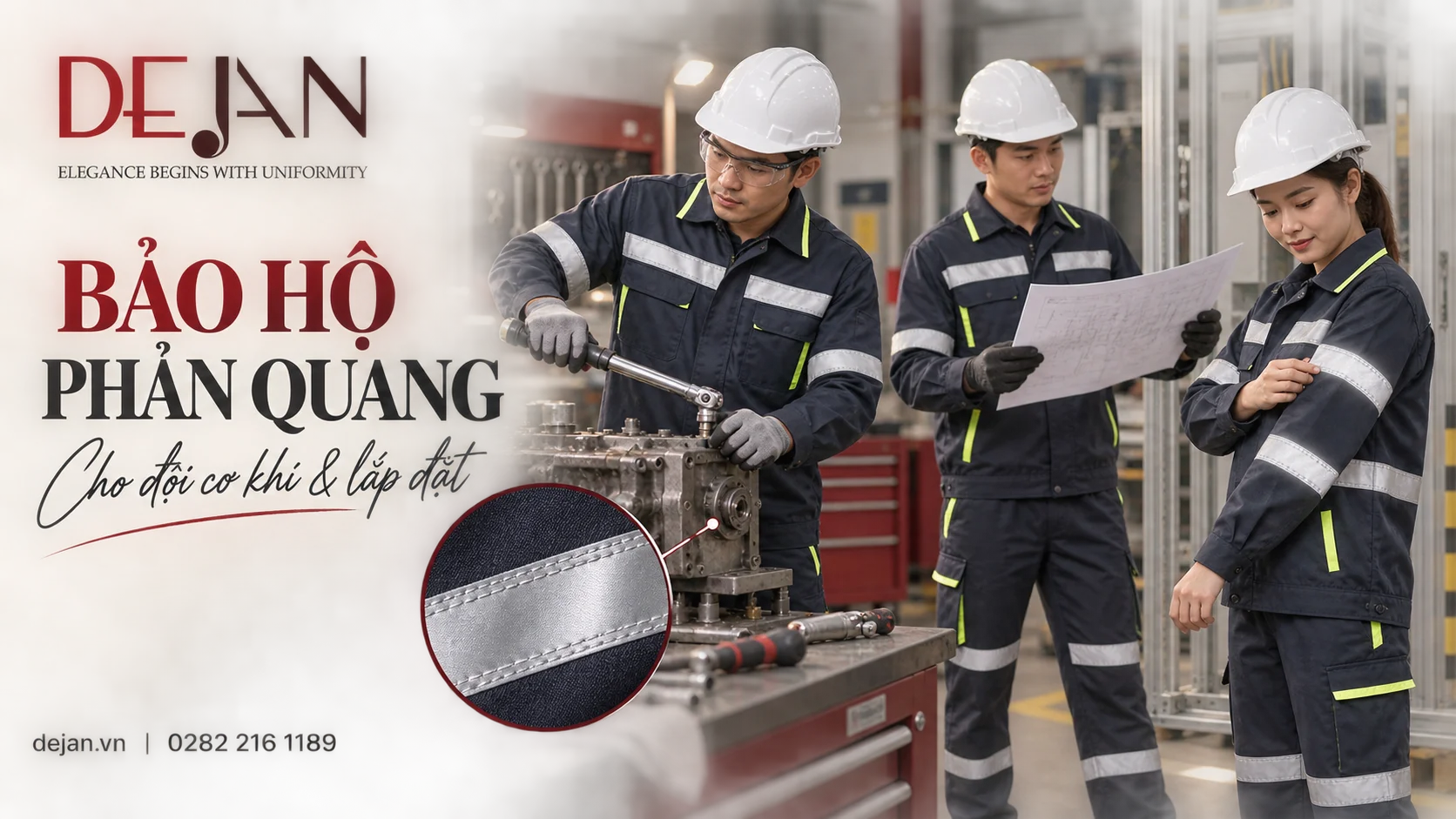 Đồng phục bảo hộ phản quang cho đội cơ khí và lắp đặt