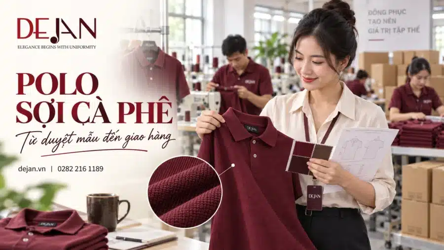 Xưởng may áo polo sợi cà phê tại TP.HCM: Từ duyệt mẫu đến giao hàng