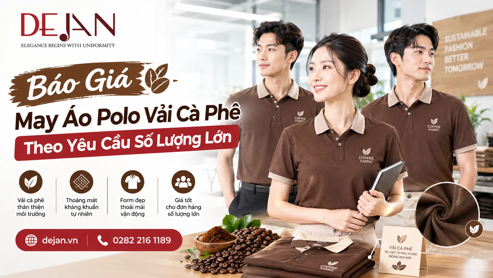 Báo Giá May Áo Polo Vải Cà Phê Theo Yêu Cầu Số Lượng Lớn