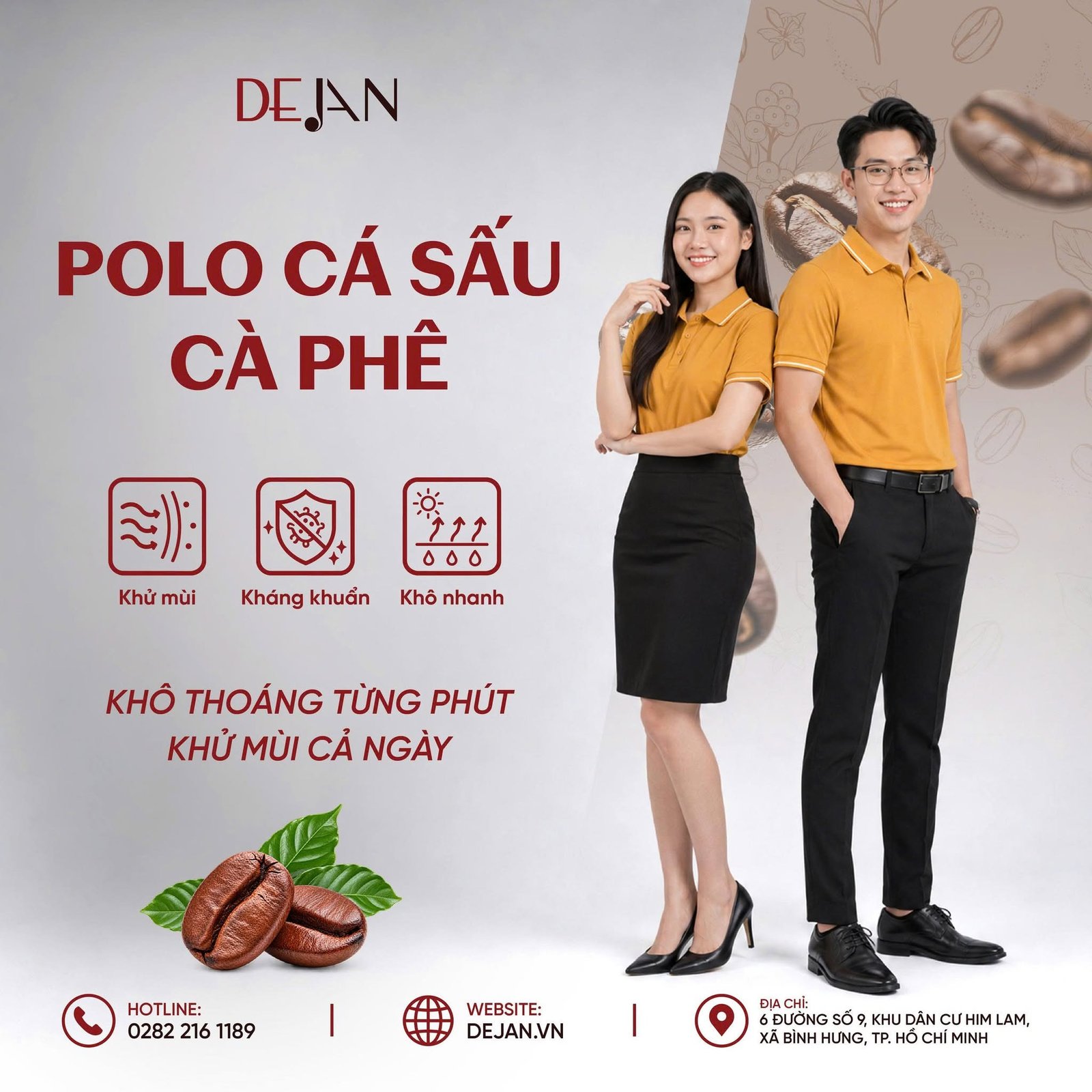 Báo giá may áo polo vải cà phê theo yêu cầu số lượng lớn
