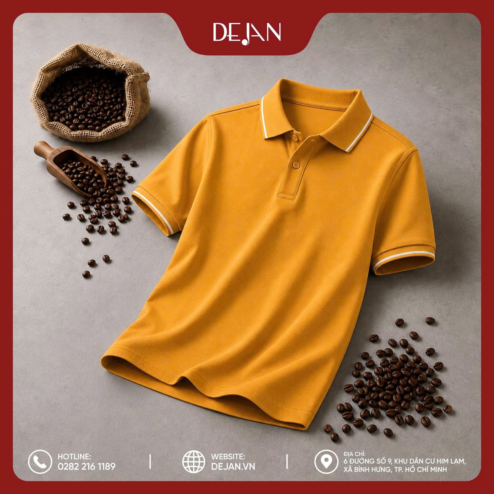 Báo giá may áo polo vải cà phê theo yêu cầu số lượng lớn