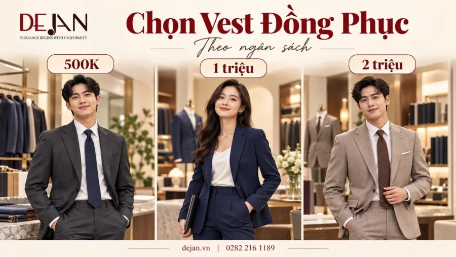 Hướng dẫn chọn vest đồng phục theo ngân sách: 500K, 1 triệu, 2 triệu/bộ